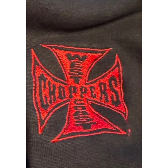 West Coast Choppers Jesse James Hoodie XL Black Red Zip Up Vintage 00s Wings - Picture 5 of 8